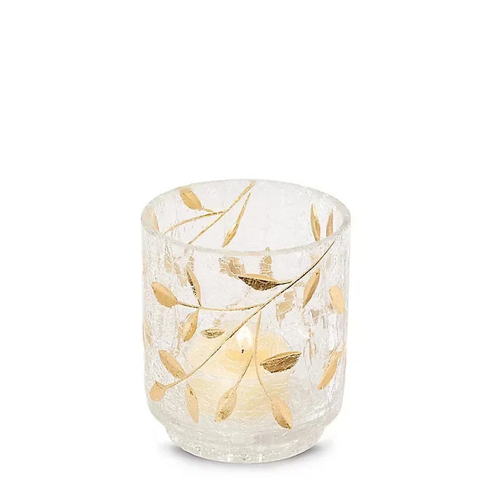 Crackle Leaves Tea Light Candle Holder